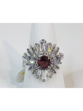Ring Bomb Party Ring # 3012, Size 7 LC Rhodolite contemporary fashion radiant